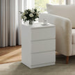 Side End Table – Wood – Cloud White – Modern Design with 3 Drawers and Charging Station