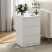 Side End Table – Wood – Cloud White – Modern Design with 3 Drawers and Charging Station