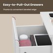 Side End Table – Wood – Cloud White – Modern Design with 3 Drawers and Charging Station