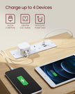 Bedside Table – Wood – Straw Yellow – With Charging Station and Drawers