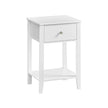 Bamboo Bedside Table – Cloud White – Minimalist Design with Storage Drawer and Open Shelf