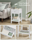 Bamboo Bedside Table – Cloud White – Minimalist Design with Storage Drawer and Open Shelf