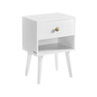 Bedside Table – Solid Wood – Cloud White – Storage Drawer and Open Shelf