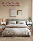 Bedside Table – Solid Wood – Cloud White – Storage Drawer and Open Shelf