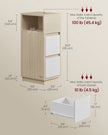 Adjustable Slim Bedside Table – Wood – Ebony Black – 2 Drawers & Open Compartment