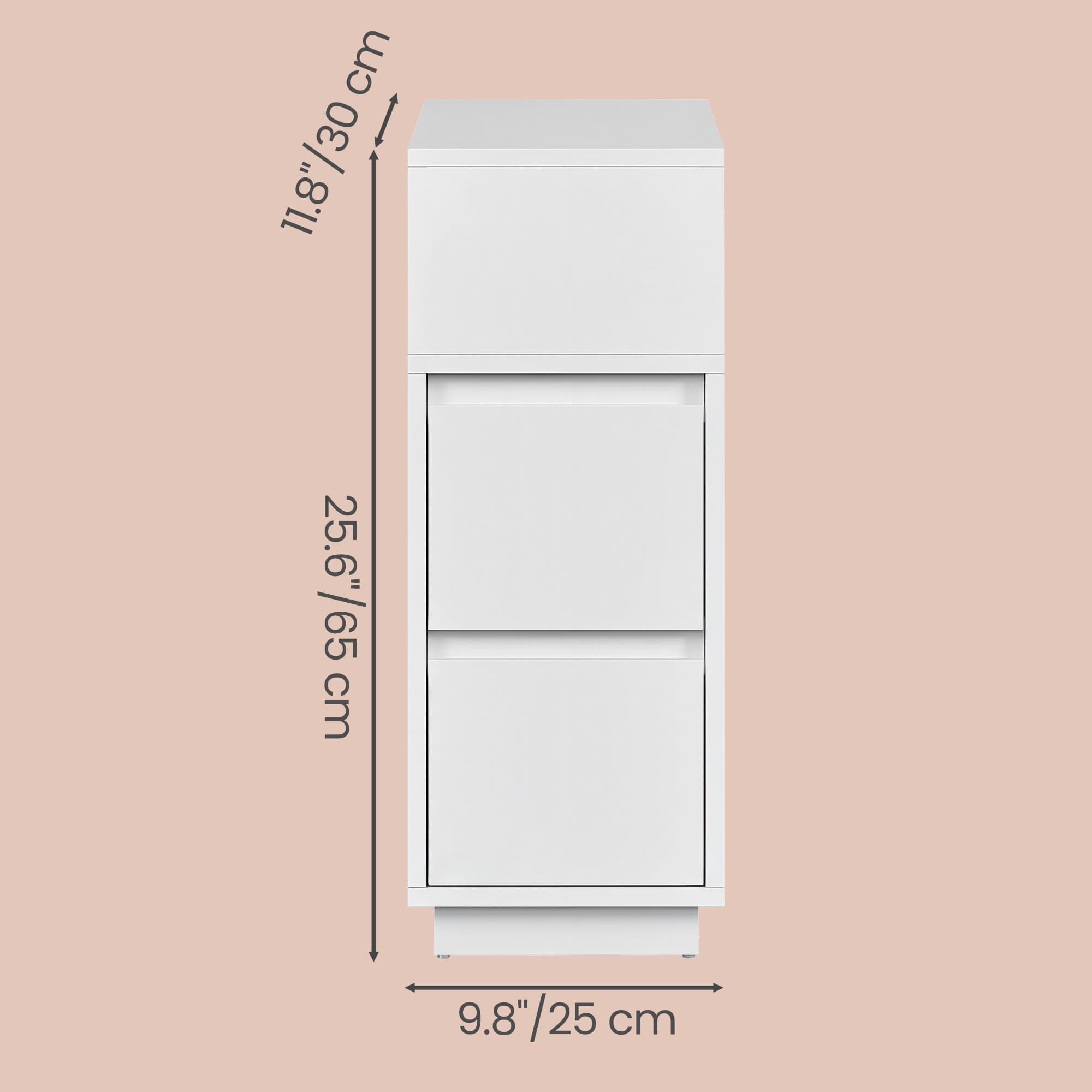 Narrow Side Table – Wood – White – 2 Drawers and Open Compartment