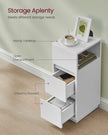 Slim Bedside Table – Engineered Wood – Cloud White – 2 Drawers and Open Compartment