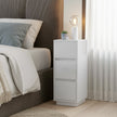 Narrow Side Table – Wood – White – 2 Drawers and Open Compartment