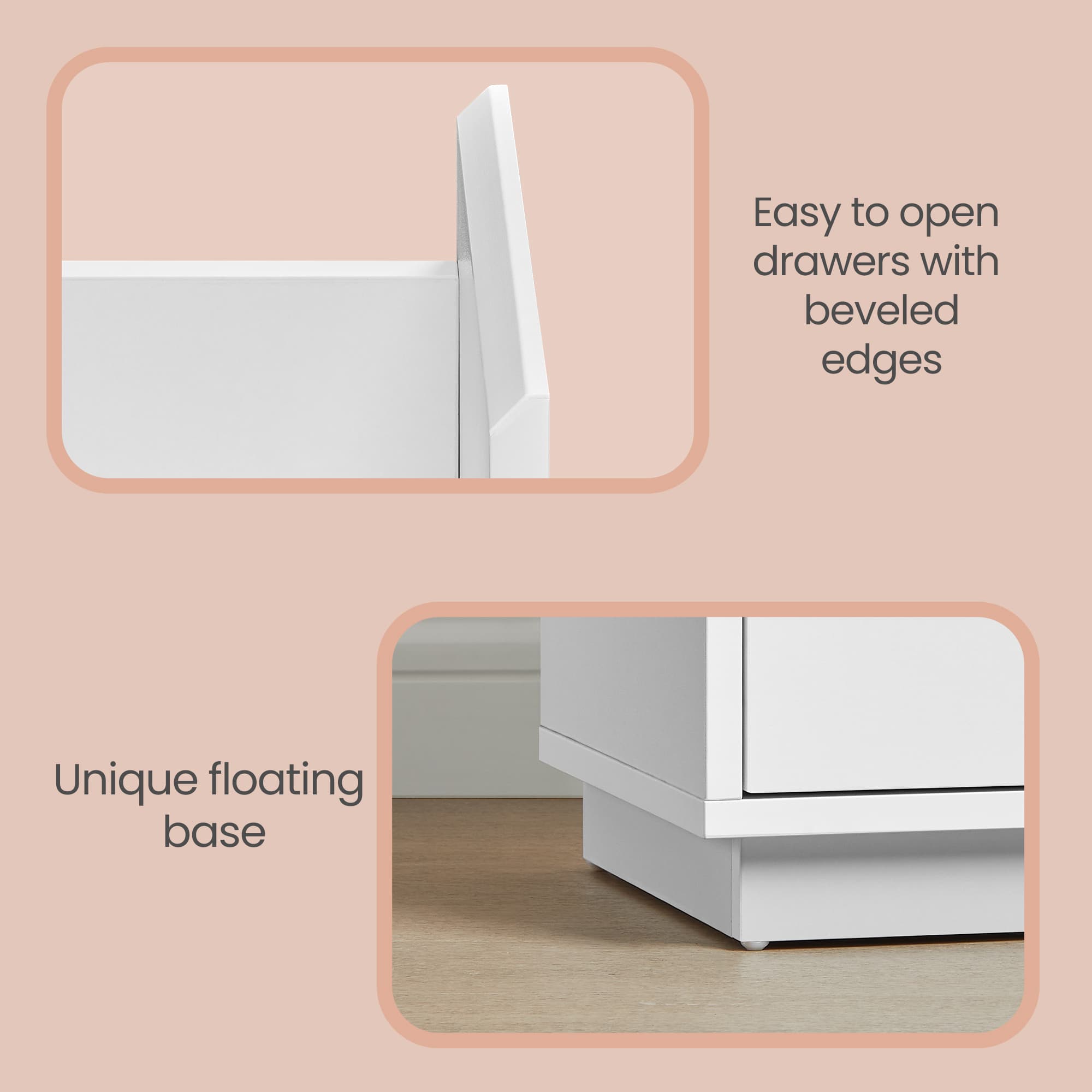 Narrow Side Table – Wood – White – 2 Drawers and Open Compartment