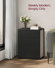 Nightstand – Wood – Ink Black and Cappuccino Beige – Toolless Assembly with 3 Storage Drawers