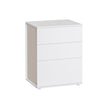 Bedside Table – MDF – Matte White and Cappuccino Beige – Toolless Assembly with 3 Storage Drawers