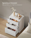 Bedside Table – MDF – Matte White and Cappuccino Beige – Toolless Assembly with 3 Storage Drawers