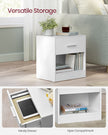 Side Table – Wood – Natural Beige and Classic White – With Drawer and Open Compartment