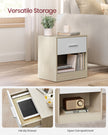 Set of 2 Bedside Tables – Wood – Natural Beige and Classic White – Featuring Drawer and Open Compartment