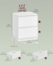 Nightstands – Wood – Cloud White – Charging Station with Drawers – Set of 2