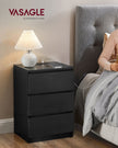 Set of 2 Bedside Tables – Wood – Ebony Black – with Charging Stations and Drawers