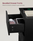 Set of 2 Bedside Tables – Wood – Ebony Black – with Charging Stations and Drawers