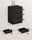 Set of 2 Bedside Tables – Wood – Ebony Black – with Charging Stations and Drawers