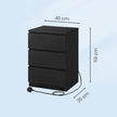 Set of 2 Modern Side Tables – Wood – Black – Features 3 Drawers and Built-in Charging Station