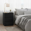 Set of 2 Modern Side Tables – Wood – Black – Features 3 Drawers and Built-in Charging Station