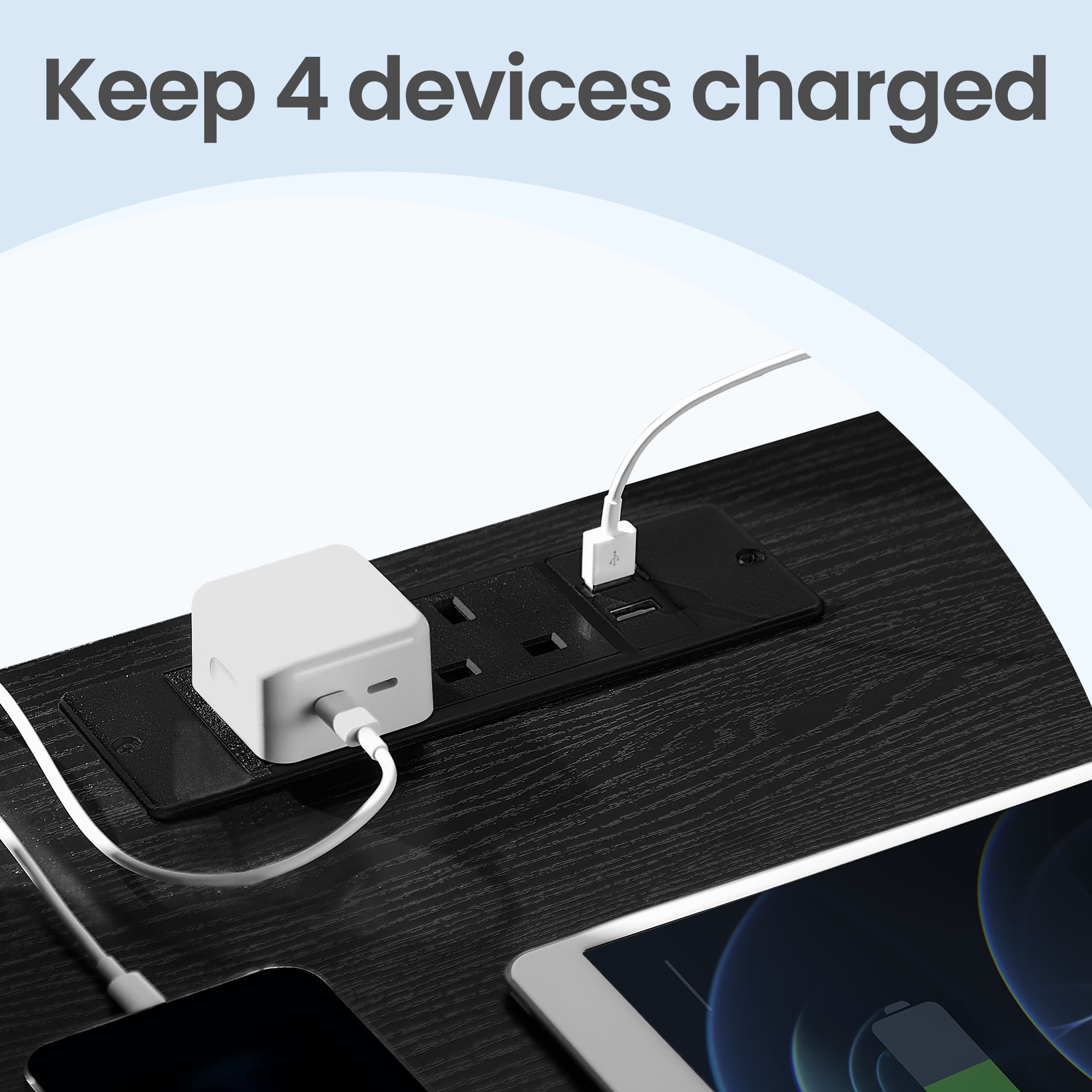 Set of 2 Modern Side Tables – Wood – Black – Features 3 Drawers and Built-in Charging Station