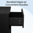 Set of 2 Modern Side Tables – Wood – Black – Features 3 Drawers and Built-in Charging Station