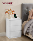 Bedside Table – Wood – Natural Finish – Integrated Charging Station, Set of 2