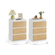 Set of 2 Bedside Tables – Wood – Cloud White and Almond Yellow – With Charging Station