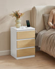 Set of 2 Bedside Tables – Wood – Cloud White and Almond Yellow – With Charging Station