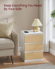 Set of 2 Bedside Tables – Wood – Cloud White and Almond Yellow – With Charging Station
