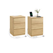 Bedside Table – Wood – Straw Yellow – Set of 2 with Charging Station