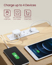 Bedside Table – Wood – Straw Yellow – Set of 2 with Charging Station