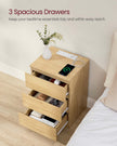 Bedside Table – Wood – Straw Yellow – Set of 2 with Charging Station