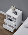Set of 2 Nightstands – Wood – White – Adjustable LED Light and Drawers
