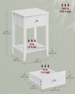 Set of 2 Bedside Tables – Bamboo – Cloud White – Storage Drawer and Open Shelf