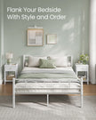 Set of 2 Bedside Tables – Bamboo – Cloud White – Storage Drawer and Open Shelf