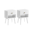 Set of 2 Bedside Tables – Solid Wood – Cloud White – Features Storage Drawers and Open Shelf