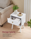 Set of 2 Bedside Tables – Solid Wood – Cloud White – Features Storage Drawers and Open Shelf