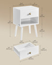 Set of 2 Bedside Tables – Solid Wood – Cloud White – Features Storage Drawers and Open Shelf