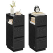 Narrow Nightstand – Wood – Ebony Black – Adjustable Design with 2 Drawers and Shelf