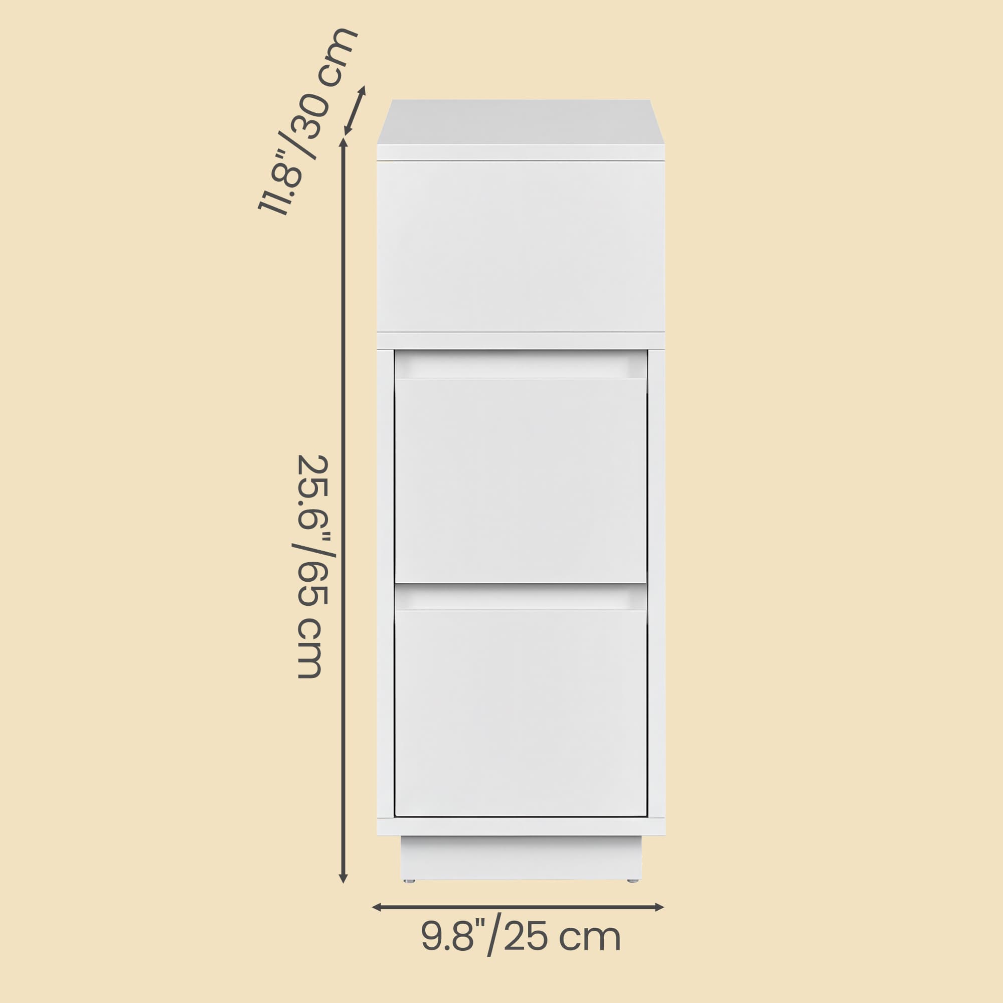 Narrow Side Tables Set – Wood – White – Slim Design with 2 Drawers and Open Compartment