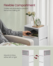 Set of 2 Slim Bedside Tables – Engineered Wood – Cloud White – 2 Drawers and 1 Open Compartment