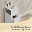 Narrow Side Tables Set – Wood – White – Slim Design with 2 Drawers and Open Compartment