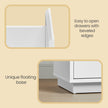 Narrow Side Tables Set – Wood – White – Slim Design with 2 Drawers and Open Compartment