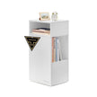 Slim Bedside Table Set of 2 – Wood – White – Toolless Assembly with Open Compartments and Drawer