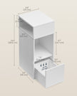 Slim Bedside Table Set of 2 – Wood – White – Toolless Assembly with Open Compartments and Drawer
