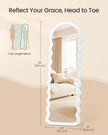 Full Length Mirror – MDF – Cloud White – Irregular Wavy Design with Stand