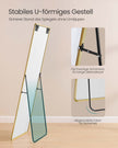 Full Length Mirror – Aluminium Alloy – Pale Gold – Rectangle with Stand 160 x 50 cm