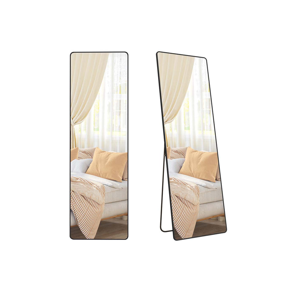 Full Length Mirror – Aluminium Alloy – Pale Gold – Rectangle with Stand 160 x 50 cm