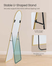 Full Length Mirror – Aluminium Alloy – Pale Gold – Arched with Stand